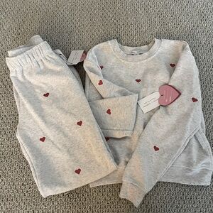 Valentines Day Heart Sweatshirt and Sweatpants Set.
